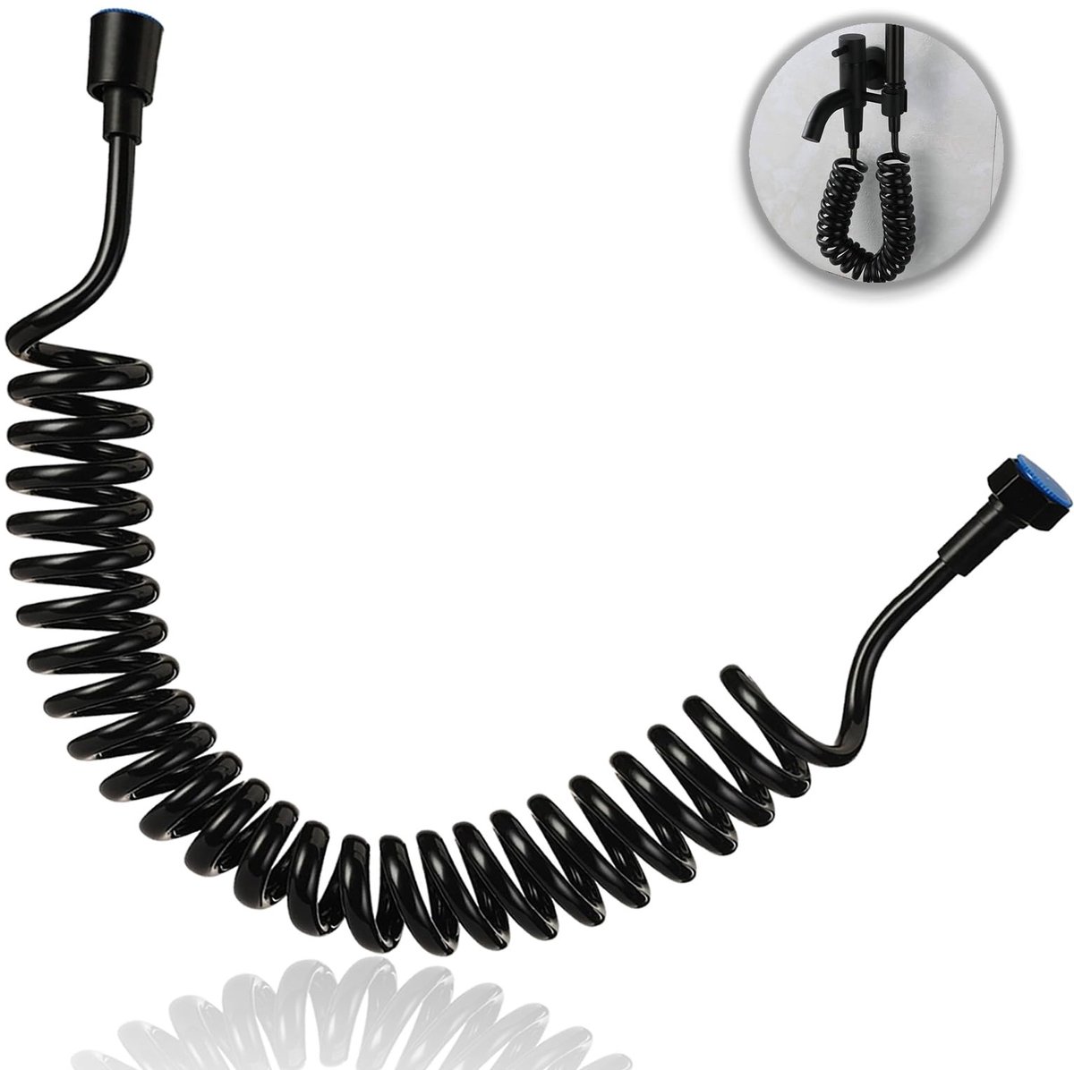Dailygoods- Douche Slang 5 m - Telescopische Slang - Flexibele Slang - Spiralslang - Handdouche/Bidet - Schokbestendig - Douchekraan