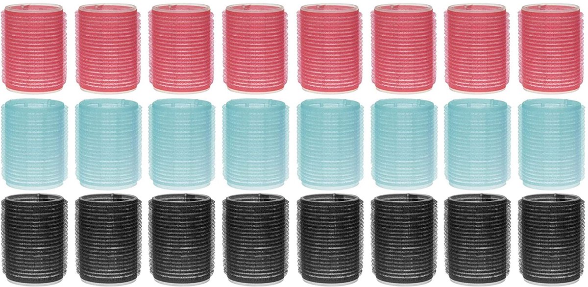 Dailygoods- Haarkrullers Set van 24 - Hittevrije Krulstyling - Zelfklevende Haarrollers - Kapperskwaliteit - Ø 25/35/45 mm - Modieuze Kleuren