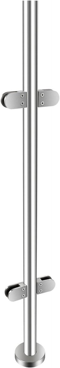 Trapleuning, roestvrij staal, balustrade met glazen houder, glazen leuning, glazen klemmen voor balkonleuning, zolderleuning, zwembadleuning, enz., binnenleuning, buitenleuning (middenpalen)