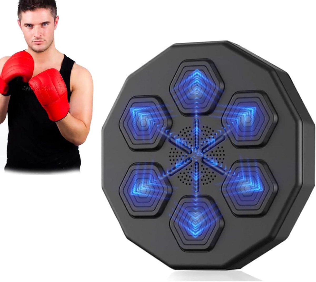 Muziek Boksmachine - Wand Bokszak - Thuis Fitness - Slimme Bluetooth Connectie - One Size - Zwart