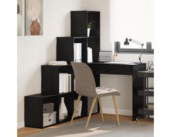 Hoekbureau - L-bureau Computertafel - Thuiswerken Organiseren - Veel Opbergruimte - 1015 x 1495 cm - Zwart Eiken