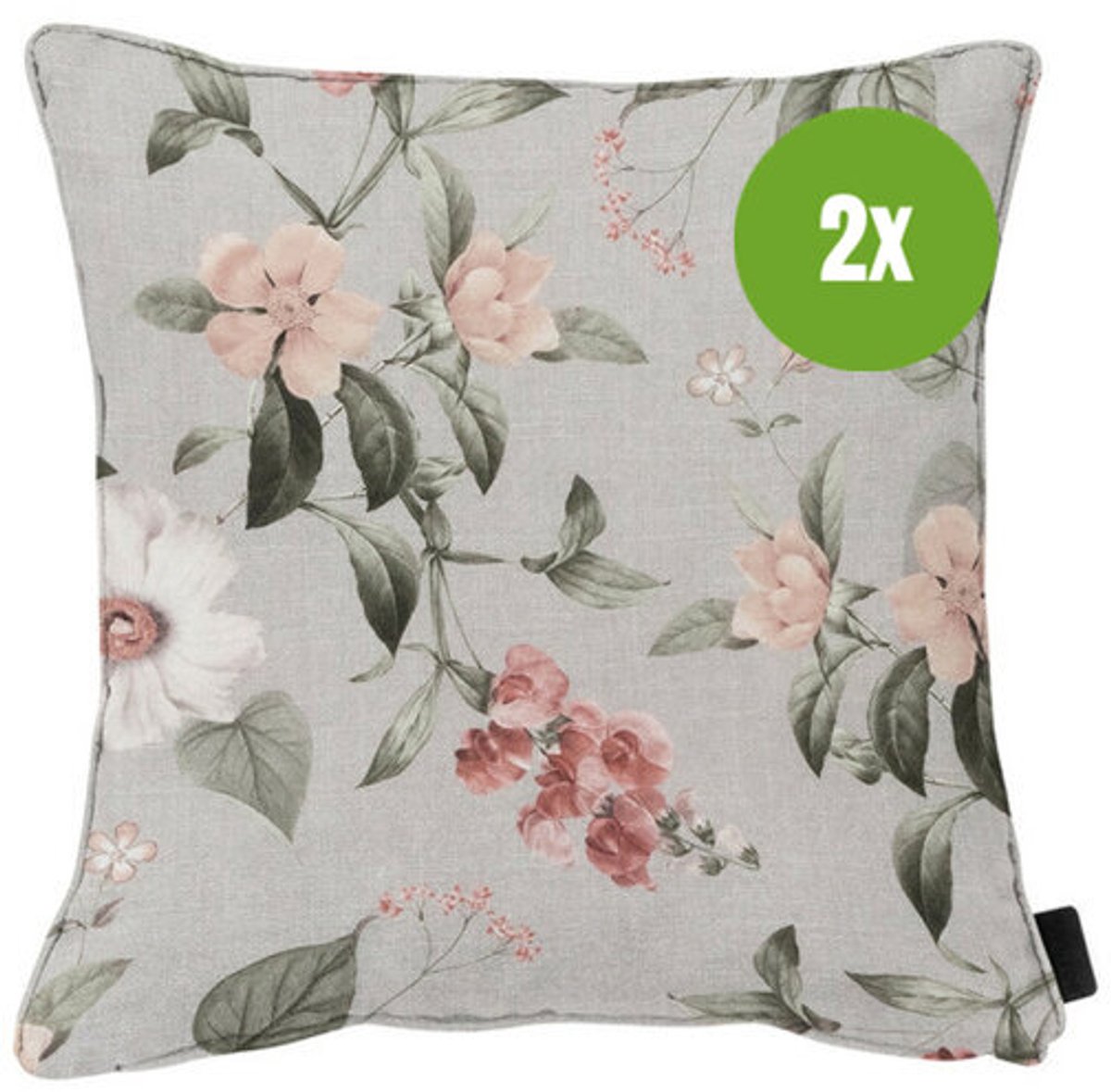 Sierkussen paspel ca.50x50cm Outdoor+ Julliete grey 2 stuks