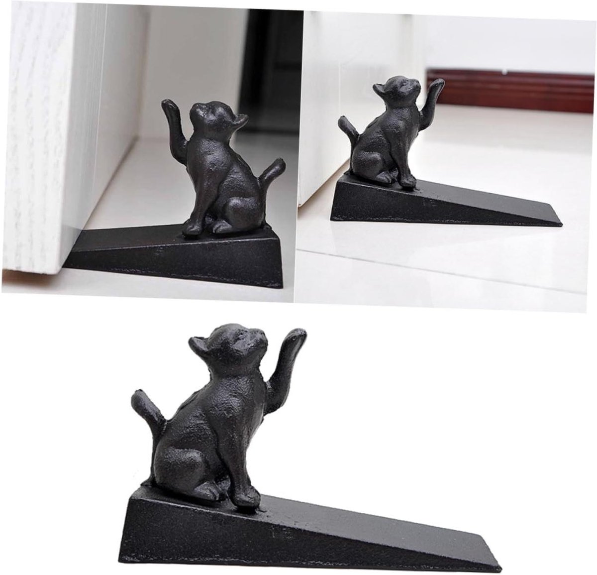 Deurstopper Kat - Deurwig Kat - Deur Open Houden - Gietijzer - 13.5 x 11.5 x 5 cm - Zwart