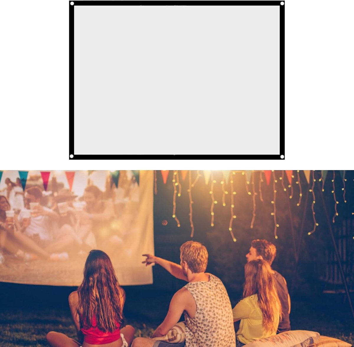 Projectiescherm - Draagbaar Scherm - Buitenfilms Kijken - Kreukvrij Ontwerp - 72 inch - Wit