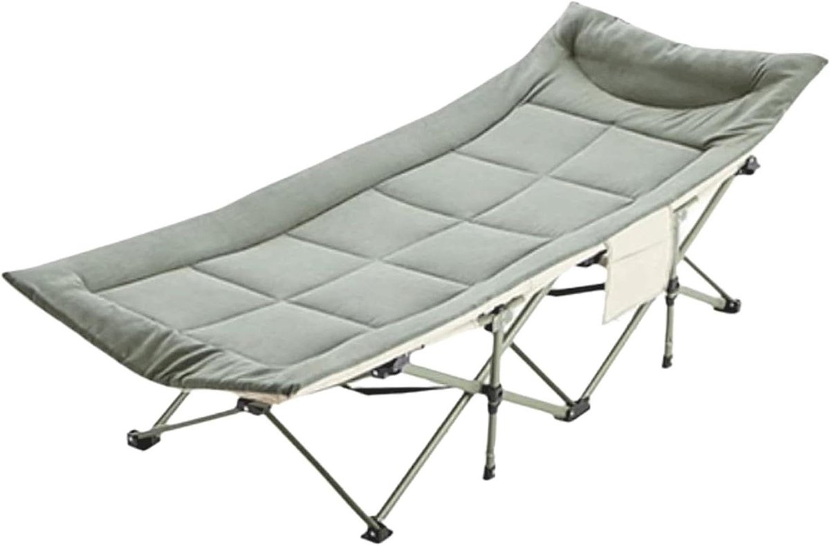 Camping Bed - Opklapbaar Ledikant - Buiten Ontspannen - Versterkte Taille Steun - 70 cm Breed - Groen