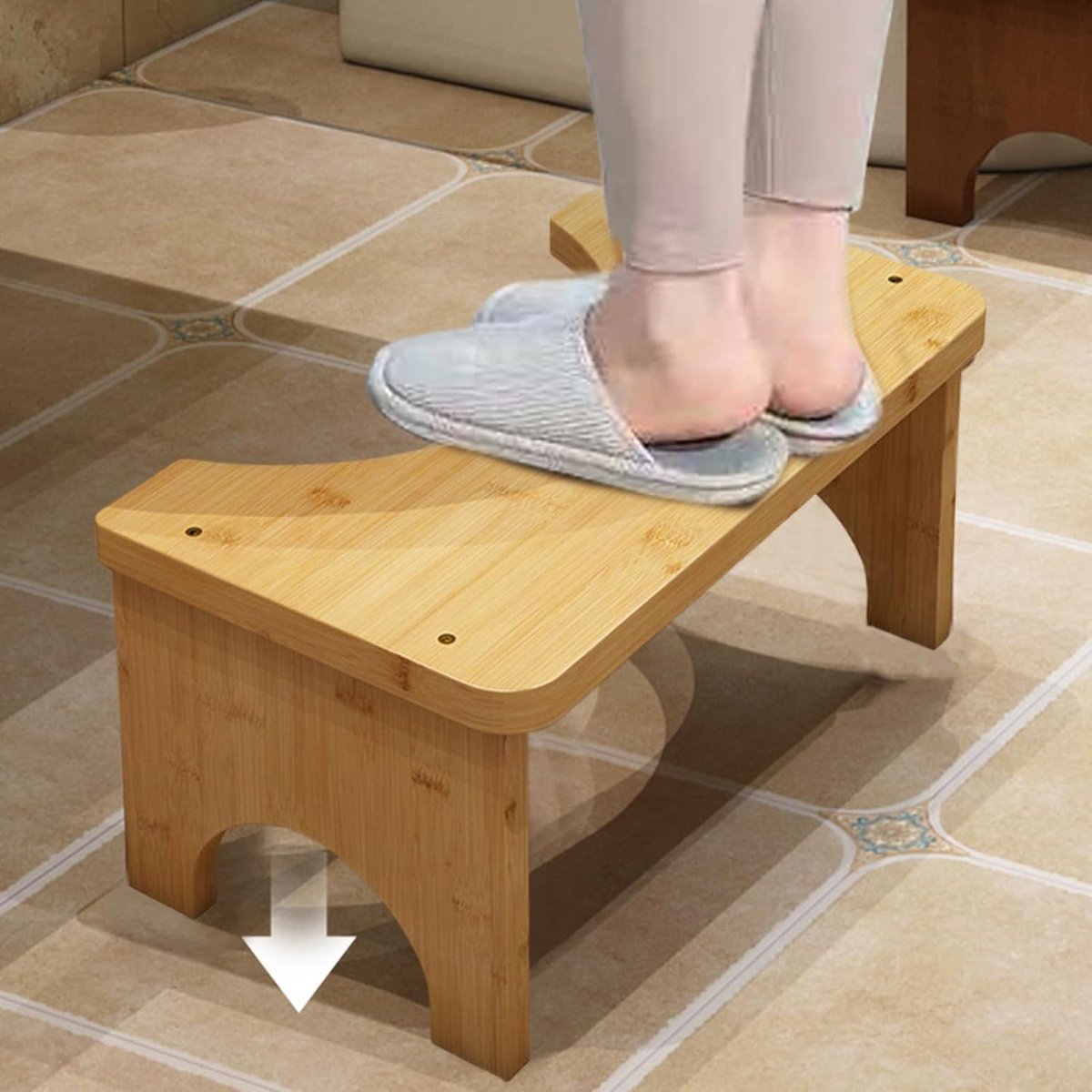 Toiletkruk Hout - Potty Step Kruk - Verbeteren Houding - Geoptimaliseerde Zithoek - 37x20x17 cm - Houtkleur