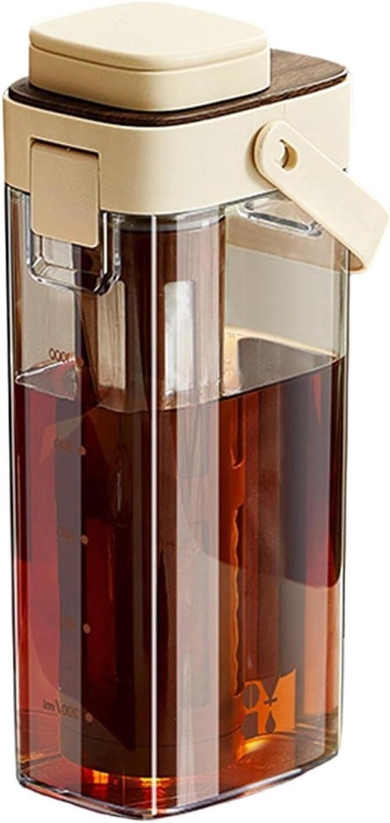 Koffiekan Cold Brew - Drankenkaraf - Zelf Drankjes Maken - Handvat Brede Tuit - 1000 ml - Licht Koffie