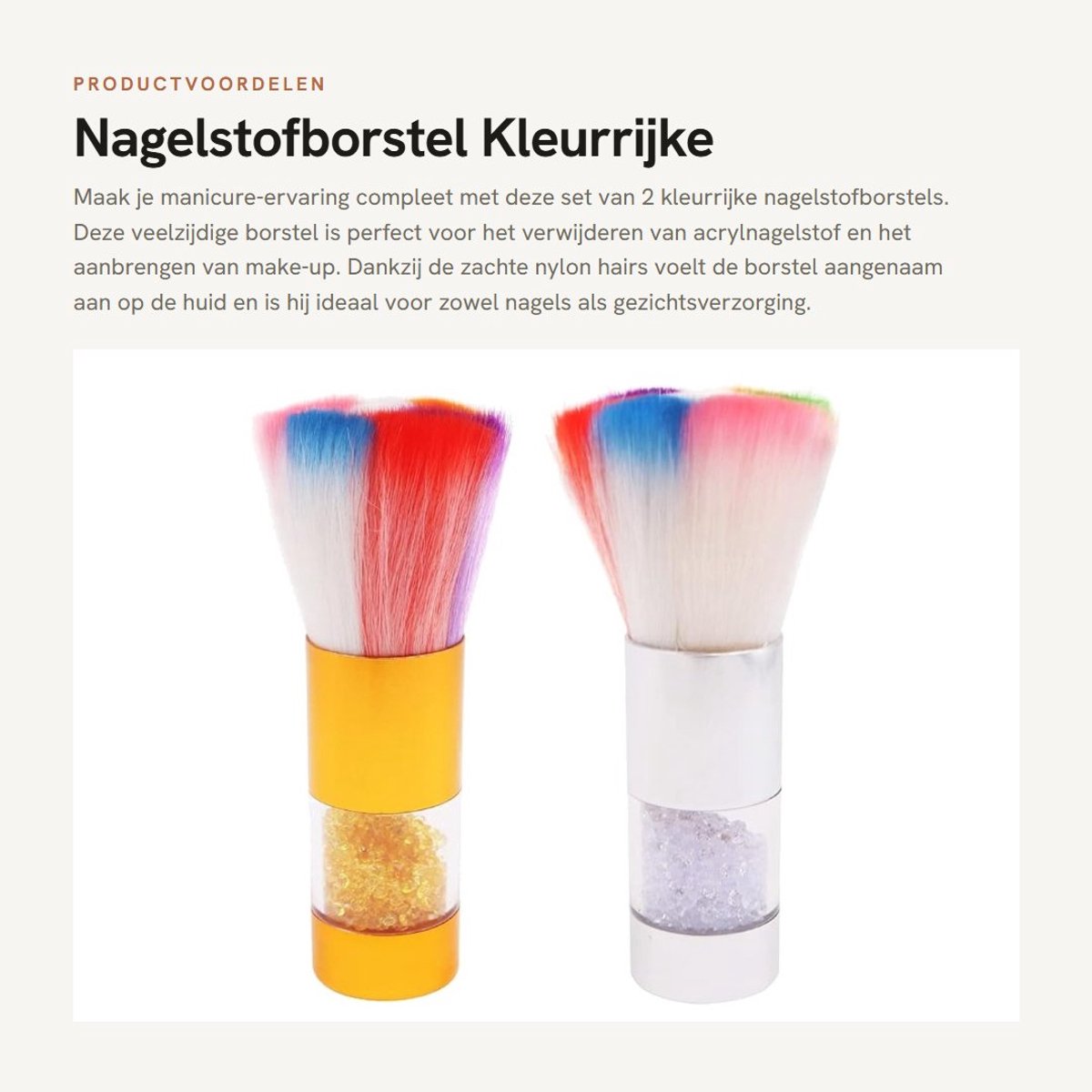 Dailygoods- Nagelstofborstel Set - 2 Stuks - Synthetische Vezel - Zachte Borstel - Make-up Borstel - Nagelkunst Benodigdheden - Voorzien van Strass - Make-upborstel