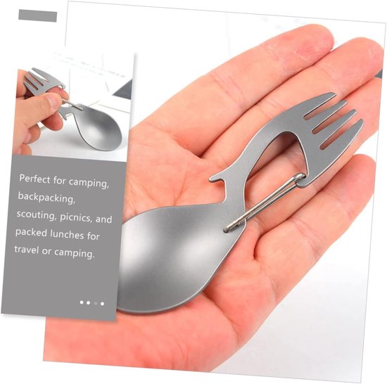 BESPORTBLE 3 Pieces Spork Outdoor Travel Backpack Lightweight Travel Backpack Camping Utensil Tracks Portable Camping Tools Small Stainless Steel Travel Titanium Spoon — afbeelding 2