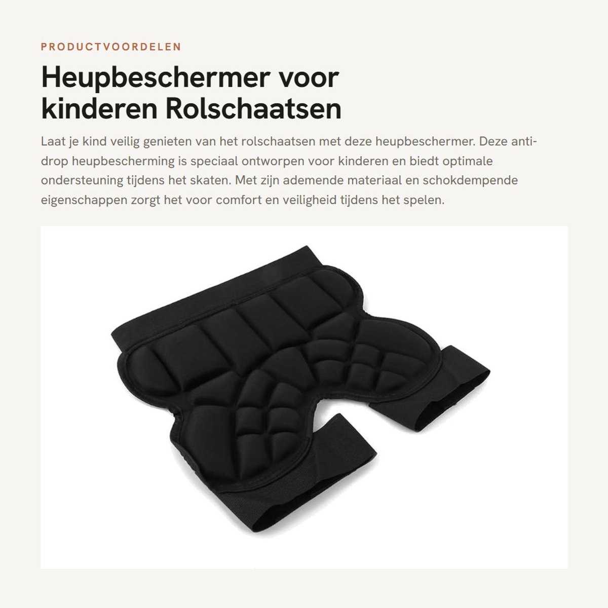 Dailygoods- Heupbeschermer voor Kinderen - Antislip - Schokdemping - Ademend - Klittenbandsluiting - Blokdesign - 34,5 x 31 cm - Sportbescherming