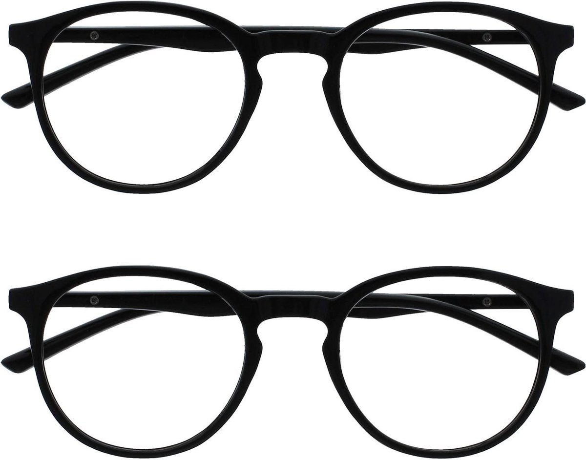 Afstand Brillen - Leesbrillen Set - Scherp Zien - Krasbestendig Glas - 2 Paar - Zwart