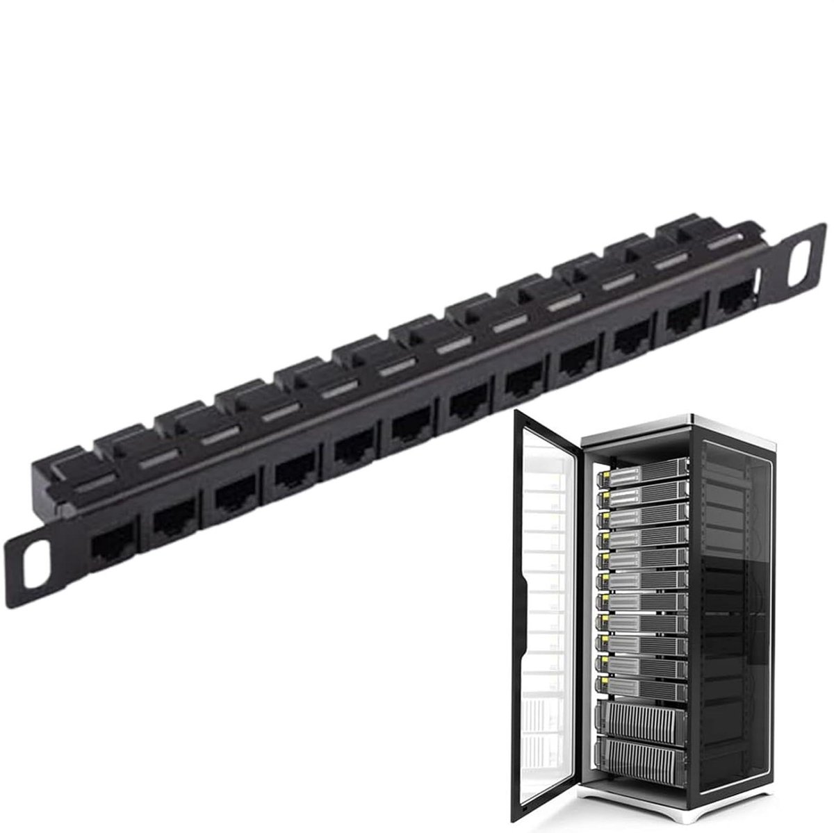 Patchpaneel Netwerk - Kabel Organizer - Netwerk Beheer - 12 Poorten - 27 cm Lengte - Meerkleurig