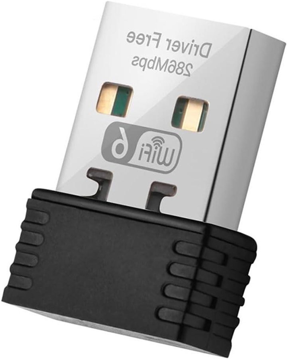 WiFi Adapter - Netwerkkaart USB - Internet Verbinding - Gratis Driver - Mini Formaat - Zwart