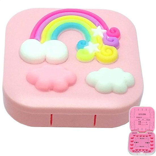 Tandendoosje Regenboog - Melktand bewaarder - Herinneringen bewaren - Creatief ontwerp - 6.8x6.8x2.1 cm - Roze — afbeelding 4