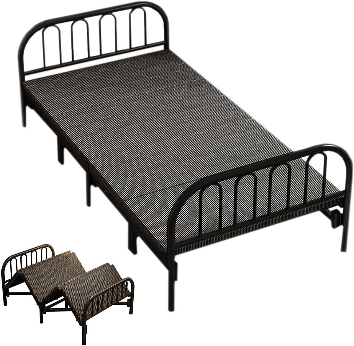 Klapbed Vier Vouwen - Opvouwbaar Logeerbed - Comfortabel Slapen - Extra Stevig Frame - 196x77x90cm - Grijs