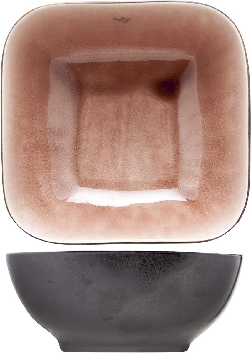 Keramische Kom - Serveerschaal Set - Dineren Thuis - Vaatwasserbestendig - 4 Stuks 17cm - Oudroze
