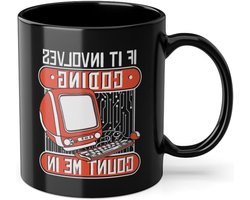 Koffiemok - Thee mok - Ochtendkoffie - Exclusieve print - 330 ml - Zwart
