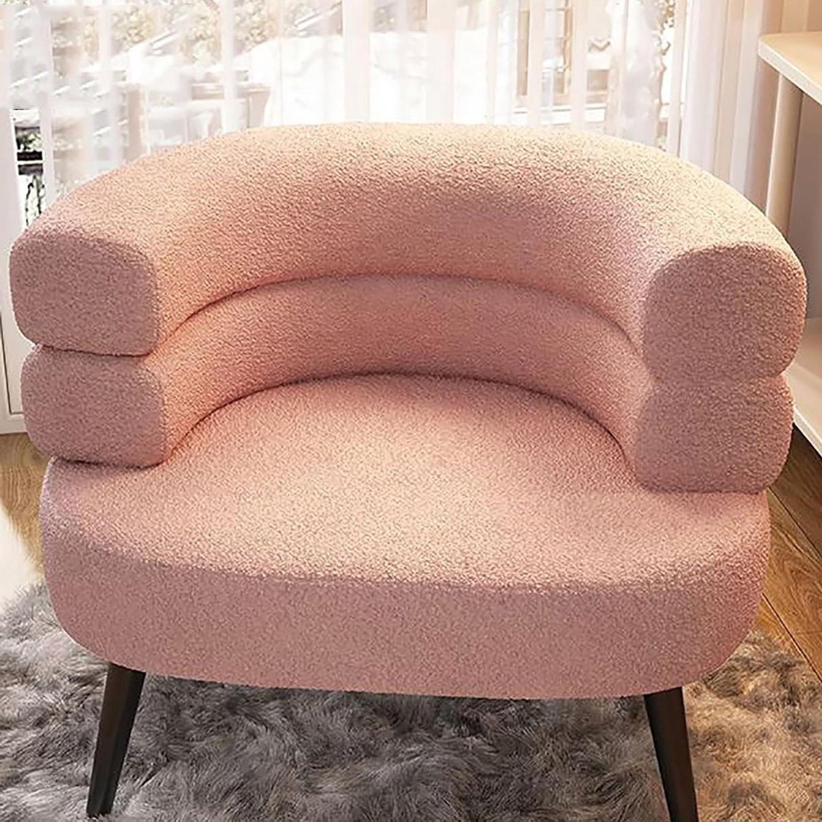 Accent Sherpa Stoel - Gezellige Fauteuil - Kleine Ruimtes - Ergonomisch Ontwerp - 47cm Zithoogte - Roze