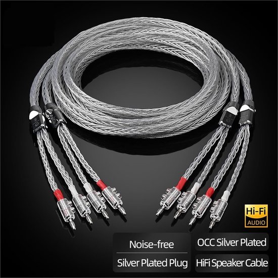 Luidsprekerkabels - HiFi Kabels - Muziek Systeem - Verzilverd OCC - 15 m - Zilver — afbeelding 5