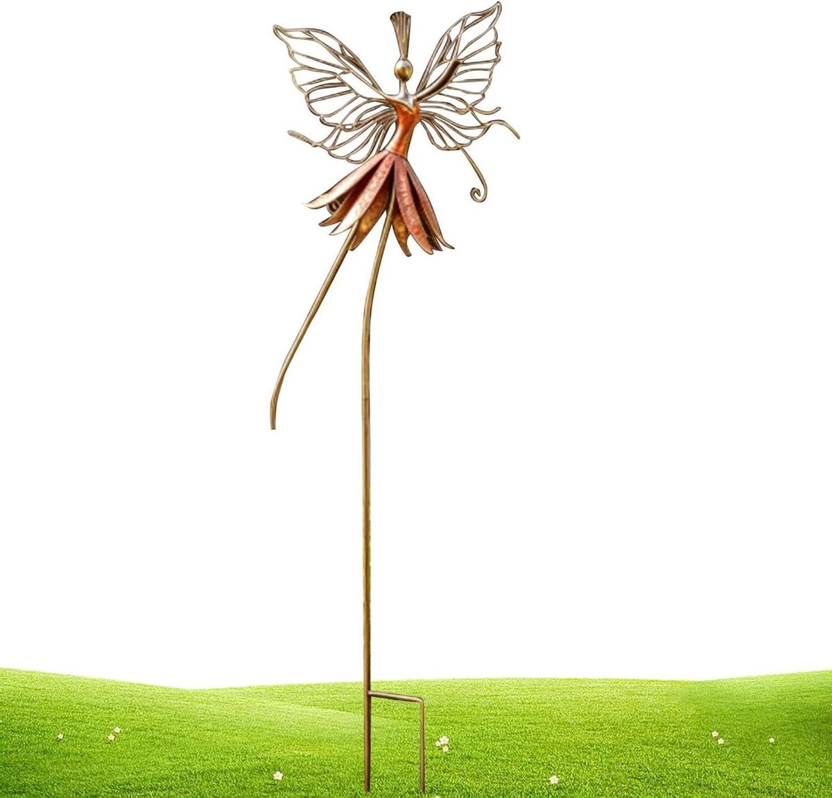 Tuin Decoratie - Boerderij Decor - Buiten Verfraaien - Weerbestendig Metaal - 7H x 17B cm - Oranje