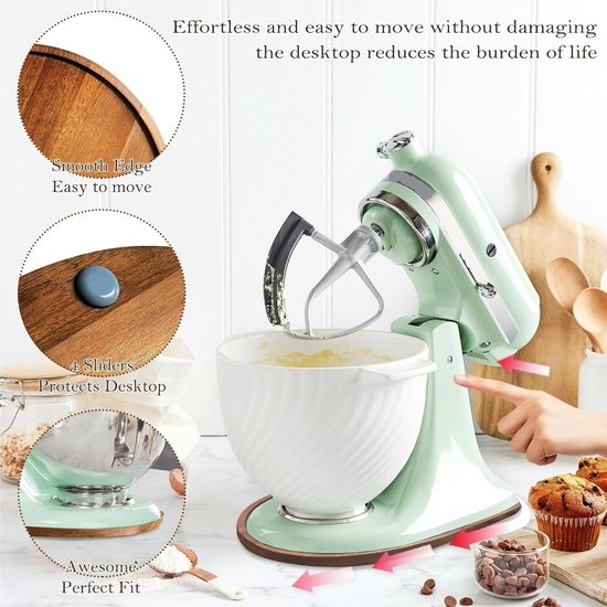 Mixer Glijmat - Schuifblad Keuken - Apparaat Verplaatsen - Acaciahout Materiaal - 45-5 Qt - Natuurlijk Hout — afbeelding 4