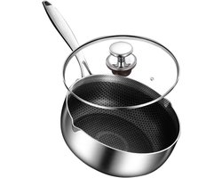 Melkkoker Roestvrij Staal - Kookpan Babyvoeding - Gezond Koken - Honingraat Anti-aanbak - 22 cm - Zilver