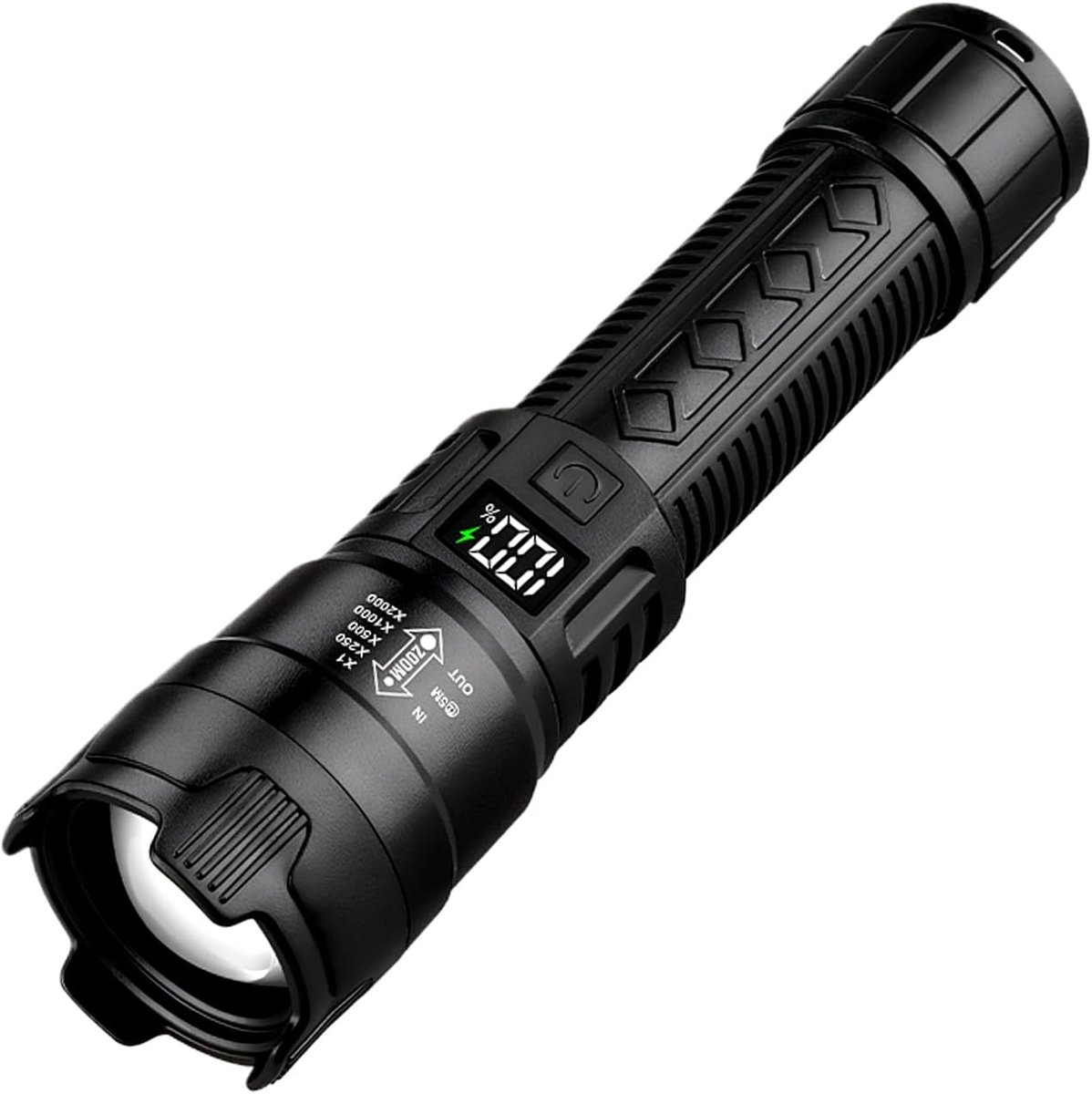 carmdering - LED Zaklamp Oplaadbaar - Krachtige Handlamp - Tactische Zaklamp - Duurzaam Aluminiumlegering - Waterdicht En Schokbestendig - Ideaal Voor Noodgevallen En Camping - 1 Stuk