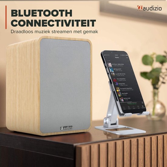 HiFi speakerset - Audizio KS10 - Actieve speaker set - HDMI ARC - Bluetooth - 120W - Lichte houtlook — afbeelding 4