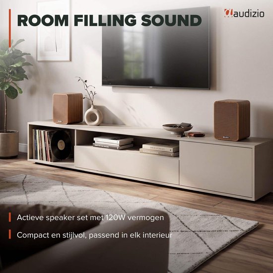 HiFi speakerset - Audizio KS10 - Actieve speaker set - HDMI ARC - Bluetooth - 120W - Houtlook — afbeelding 3