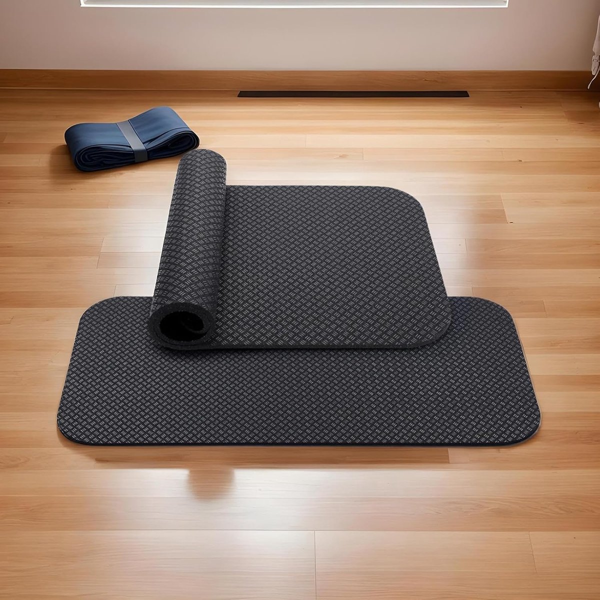 Onderlegger Fietstrainer - Vloermat Fitness - Thuis Trainen - Dubbelzijdig Antislip - 635x30cm - Zwart