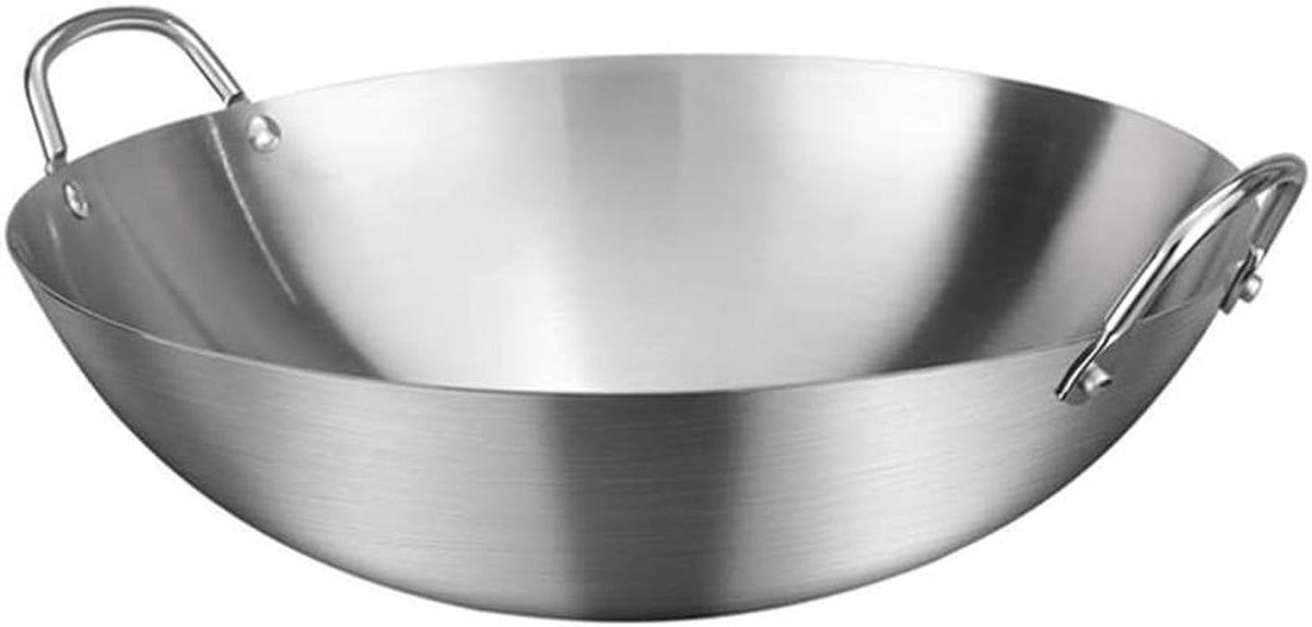 Kookpan Ronde Bodem - Chef pan - Snel Roerbakken - Verdikt RVS - 28 cm - Metaal