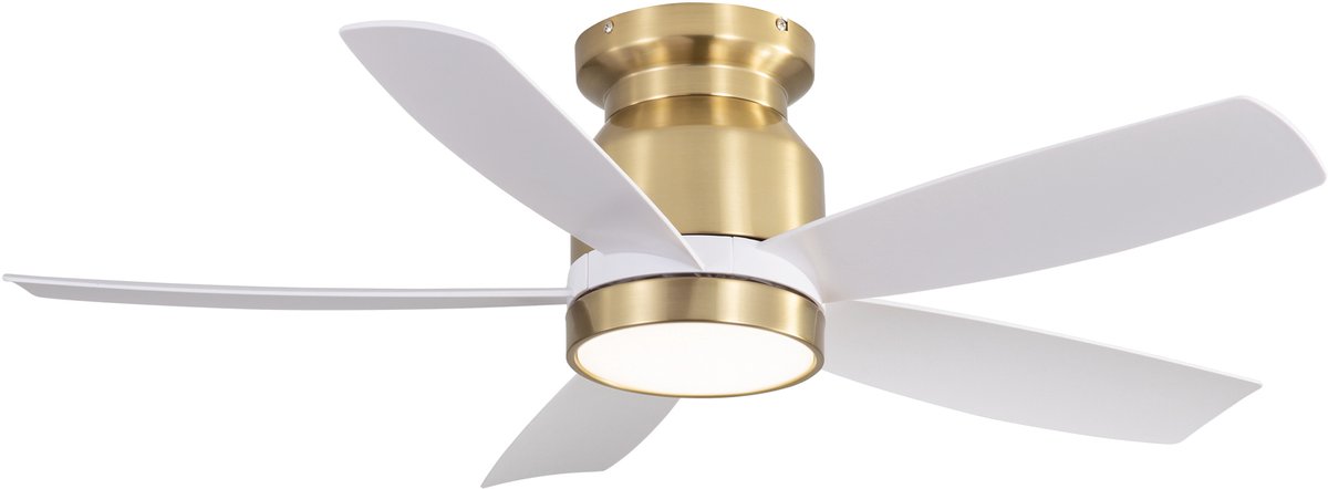 Gutent - Platte plafondventilator - 107cm - DC motor - 5 witte ABS bladen - 6 snelheden - Timer 1/4/8 uur - Zomer en winter - Met afstandsbediening