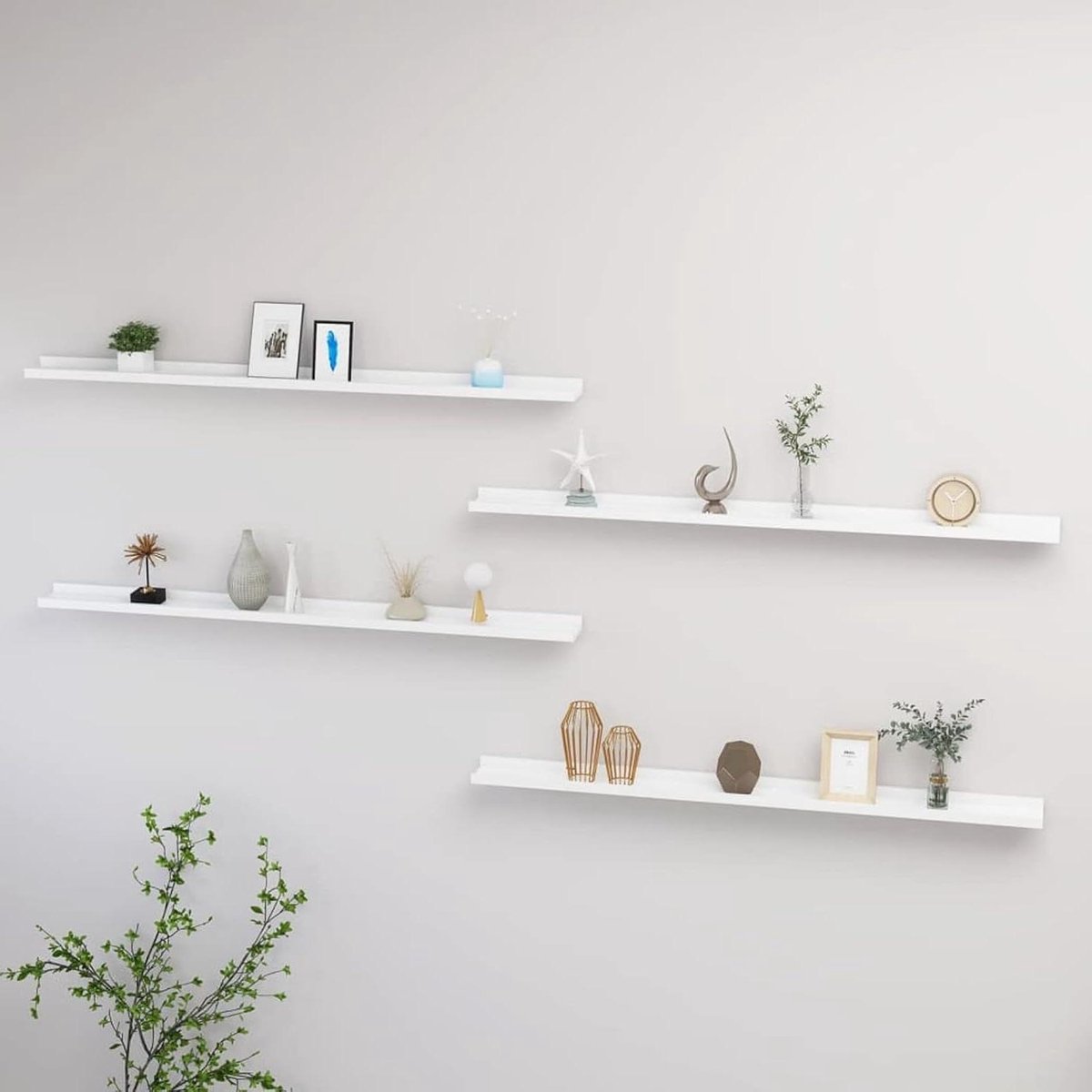 Wandplanken - Opbergrek - Decoratie en Opbergen - Zonder boren - 115 x 9 cm - Wit