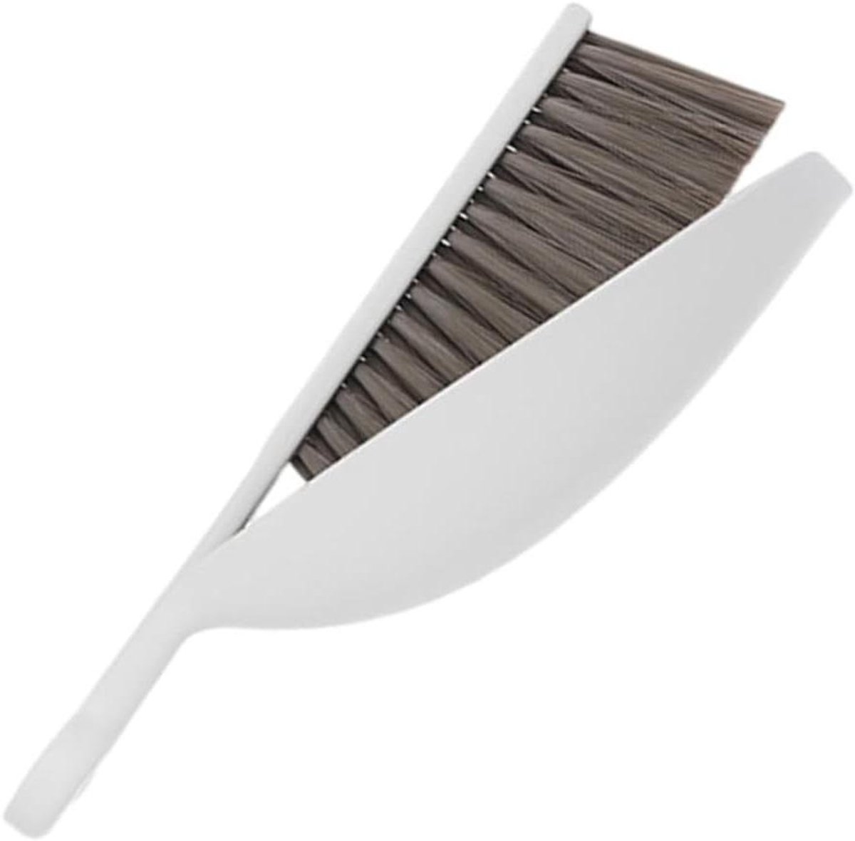 Mini Bezemset - Stoffer en blik - Bureau schoonmaken - Compact ontwerp - 295 cm - Wit