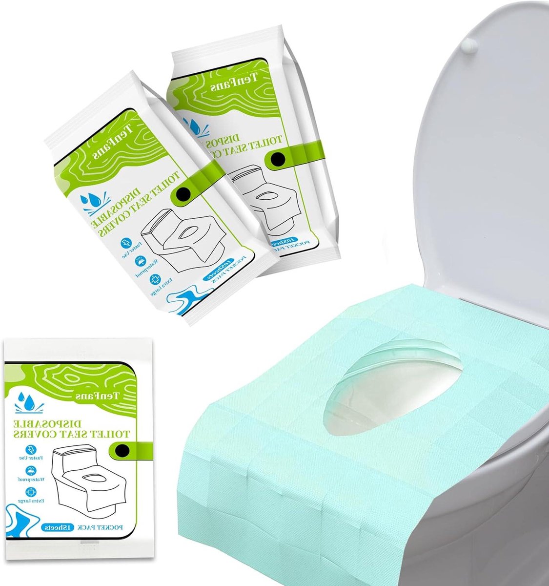 Toiletzittinghoezen Wegwerp - Reis Hoezen - Hygiënisch Reizen - Waterproof XL Formaat - 20 Stuks - Wit