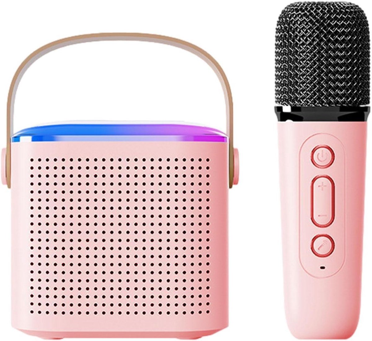 Draagbare Karaoke Machine - Muziek Speaker - Familie Zingen - Draadloze Microfoon - 9.9 x 13.1 cm - Roze Rood