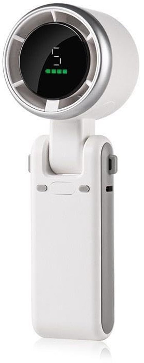 Mini draagbare handventilator, 100 windsnelheden, 1800mAh oplaadbare USB-batterij, LED-digitaal display, geschikt voor reizen, kamperen en buitenactiviteiten - wit.