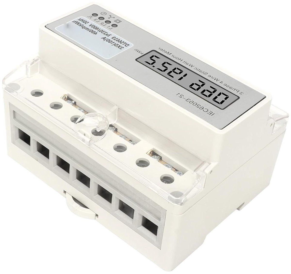 Energiemeter - Stroommeter Kilowattuur - Stroomverbruik Meten - Geheugen bij Stroomuitval - 3-fase 4-draads - Grijs