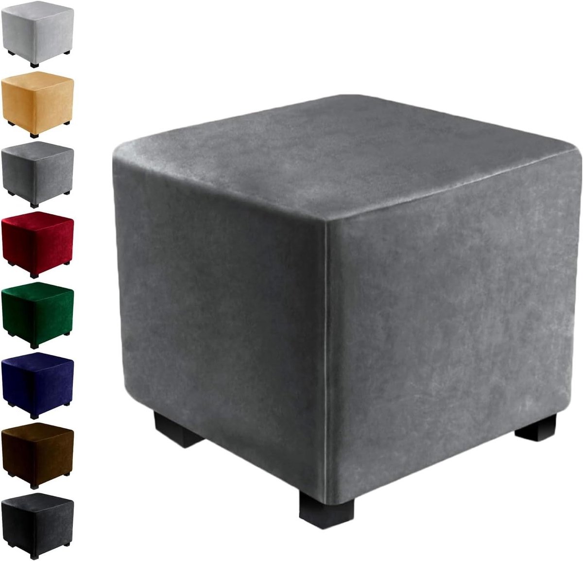 Voetenbankhoezen - Poefhoezen - Meubels Beschermen - Elastisch Fluweel - 30x30x30 cm - Grijs