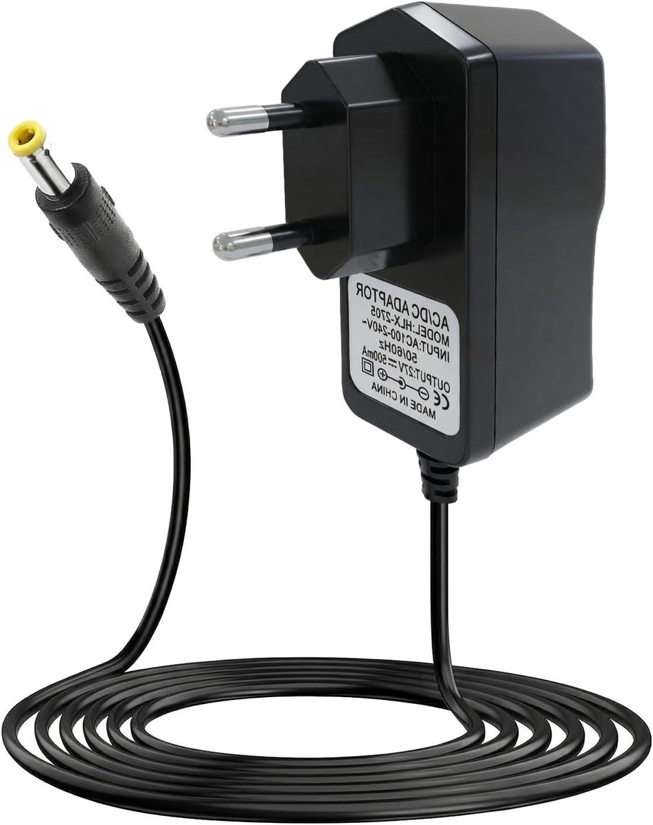 Stofzuiger Oplader - Adapter Accu - Stofzuiger Opladen - Compact Model - 27 Volt 0.5 A - Zwart