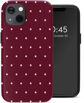 Selencia Hoesje - Geschikt voor Apple iPhone 13 Pro - Backcover - Happy Dots Burgundy