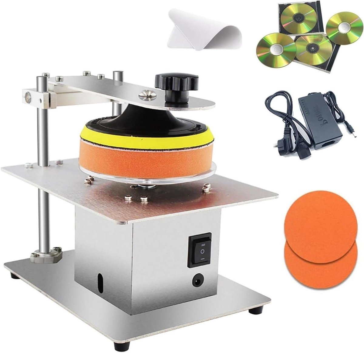 Schijf Reparatie Machine - Polijstapparaat Schijven - Krassen Verwijderen - 7 Snelheden Instelbaar - 200W Motor - Zilver