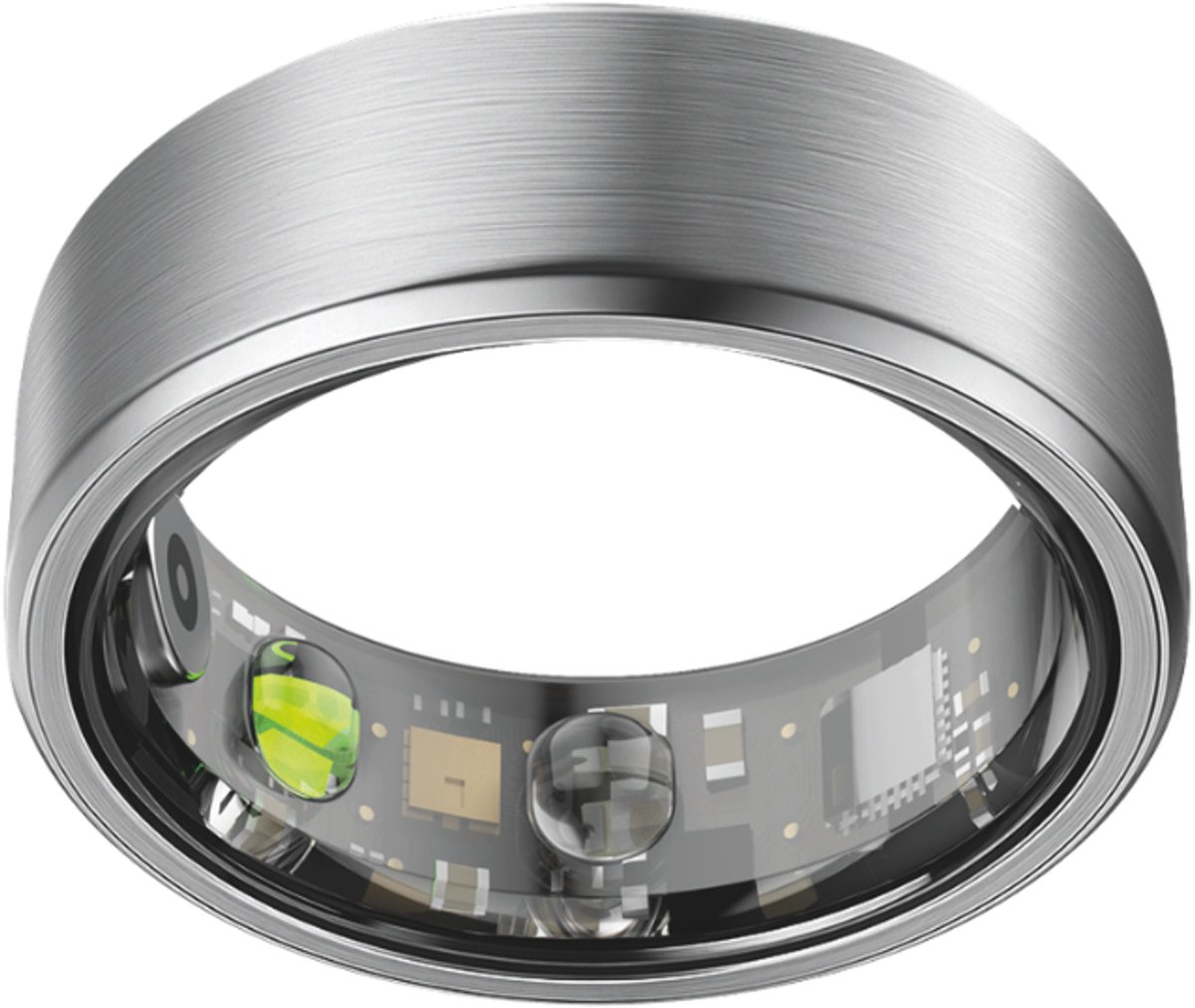 NOLATR Plus, Slimme Ring met Stappenteller, Activiteitstracker & Hartslagmeter – Zonder Abonnement & Nederlandse App – Zilver – Maat 12