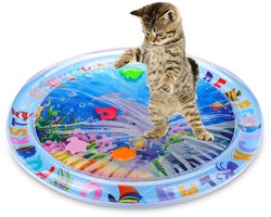 Koelmat hond - Climatiseur - Koelmat Kat - Interactieve Watermat Voor Huisdieren - Ronde PVC Speelmat Met Dolfijnprint - 65 cm