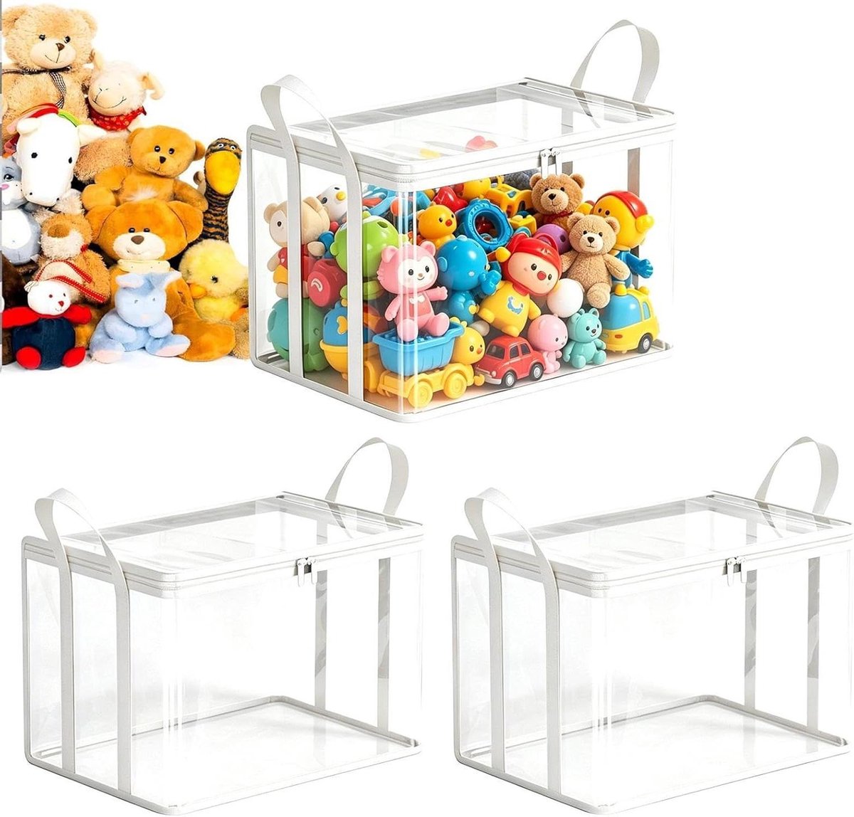 Boekenopbergdoos PVC - Opbergbak Organizer - Boeken Beschermen - Waterdichte Barrière - 38 x 32 x 2 cm - Wit