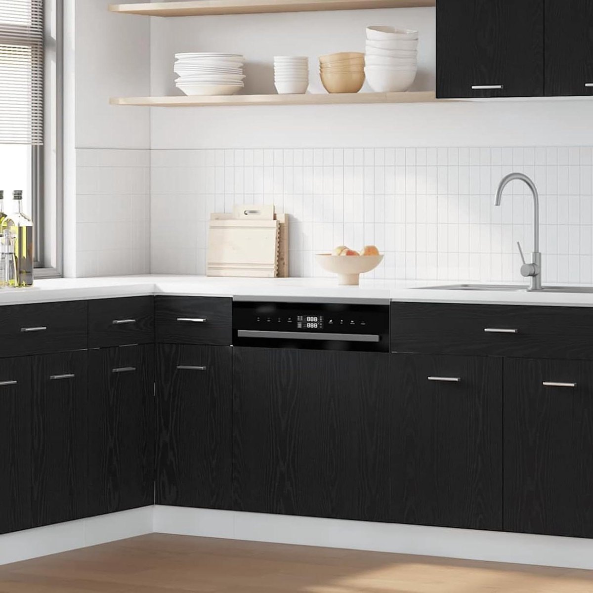 Vaatwasserpaneel - Keukenpaneel - Keuken Inrichten - Modern Eikenlook - 60 x 67 cm - Zwart