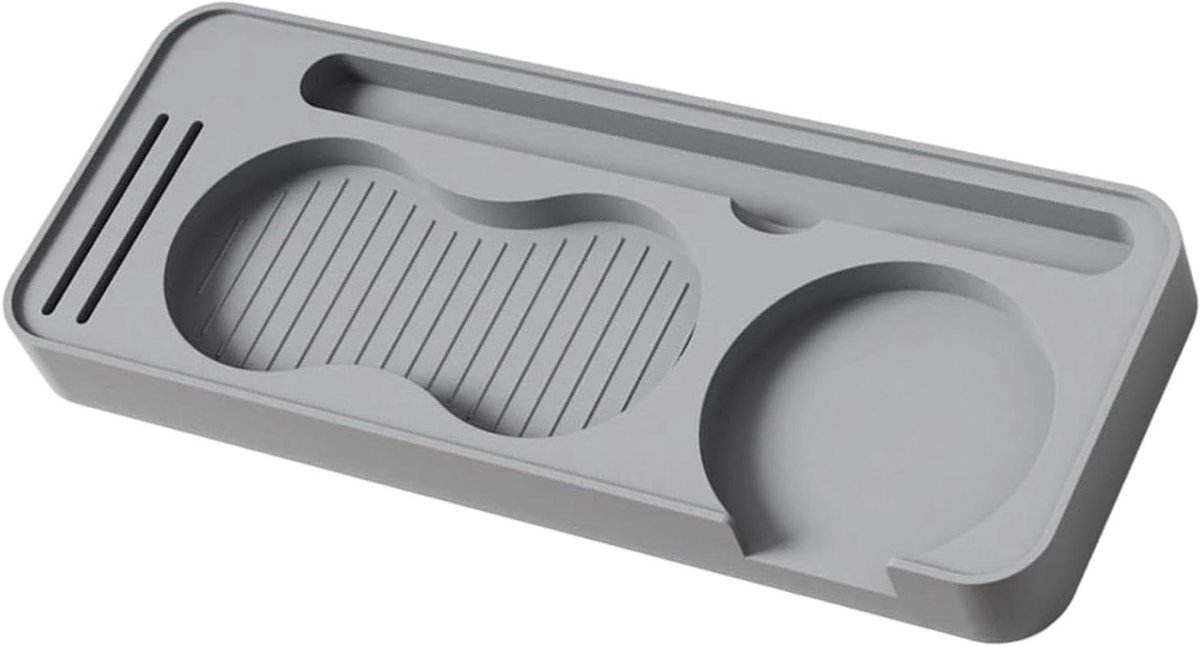 Koffievulstation - Vulmat Tamper - Espresso Bereiden - Voedselveilig Siliconen - 24 cm Lengte - Grijs