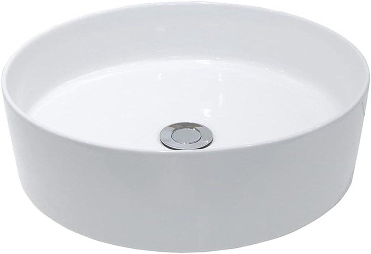Waskom Opbouw - Keramiek Wastafel - Badkamer Inrichting - Modern Rond Design - 40x12cm - Mat Wit
