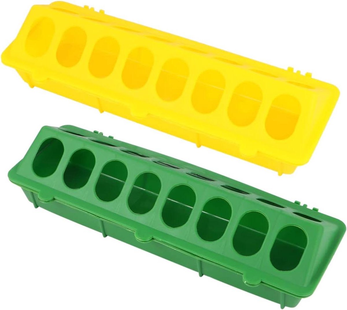 Duivenvoer Slot - Voederbak Vogels - Voedsel Verstrekken - Meerdere Sleuven - 20 x 13 x 5 cm - Geelgroen