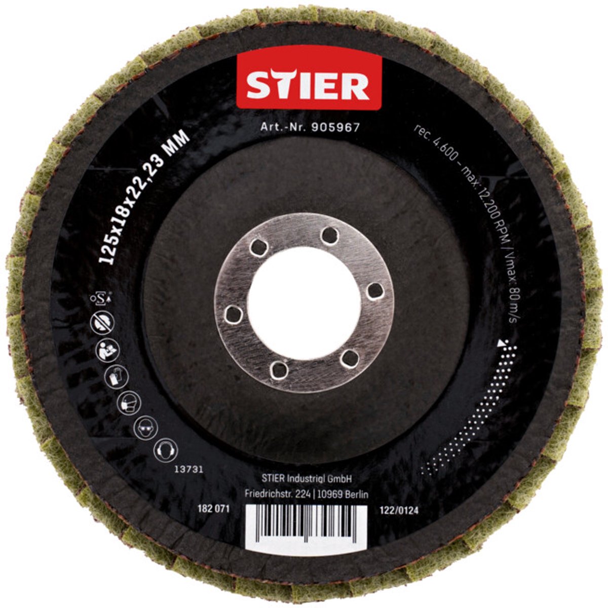STIER vlies-lamellenschuurschijven 125 x 18 x 22,23 mm grof 5 st.
